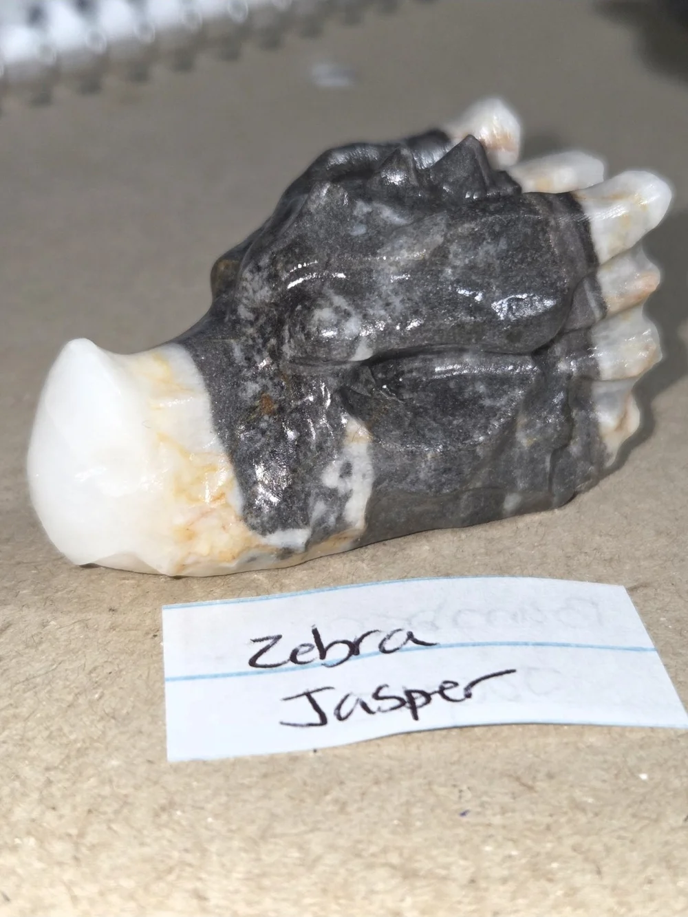 Zebra Jasper Decorative Reptile Ornament - Black & White